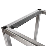 Welded plate on bar height metal table base for added lateral stability