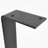 metal bench legs mounting on wood. Color is Satin Black powder coat