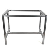 Industrial bar height metal table base side view
