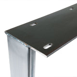 metal bench base with slotted holes on mounting plate