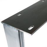 metal bench legs with slotted holes on mounting plate